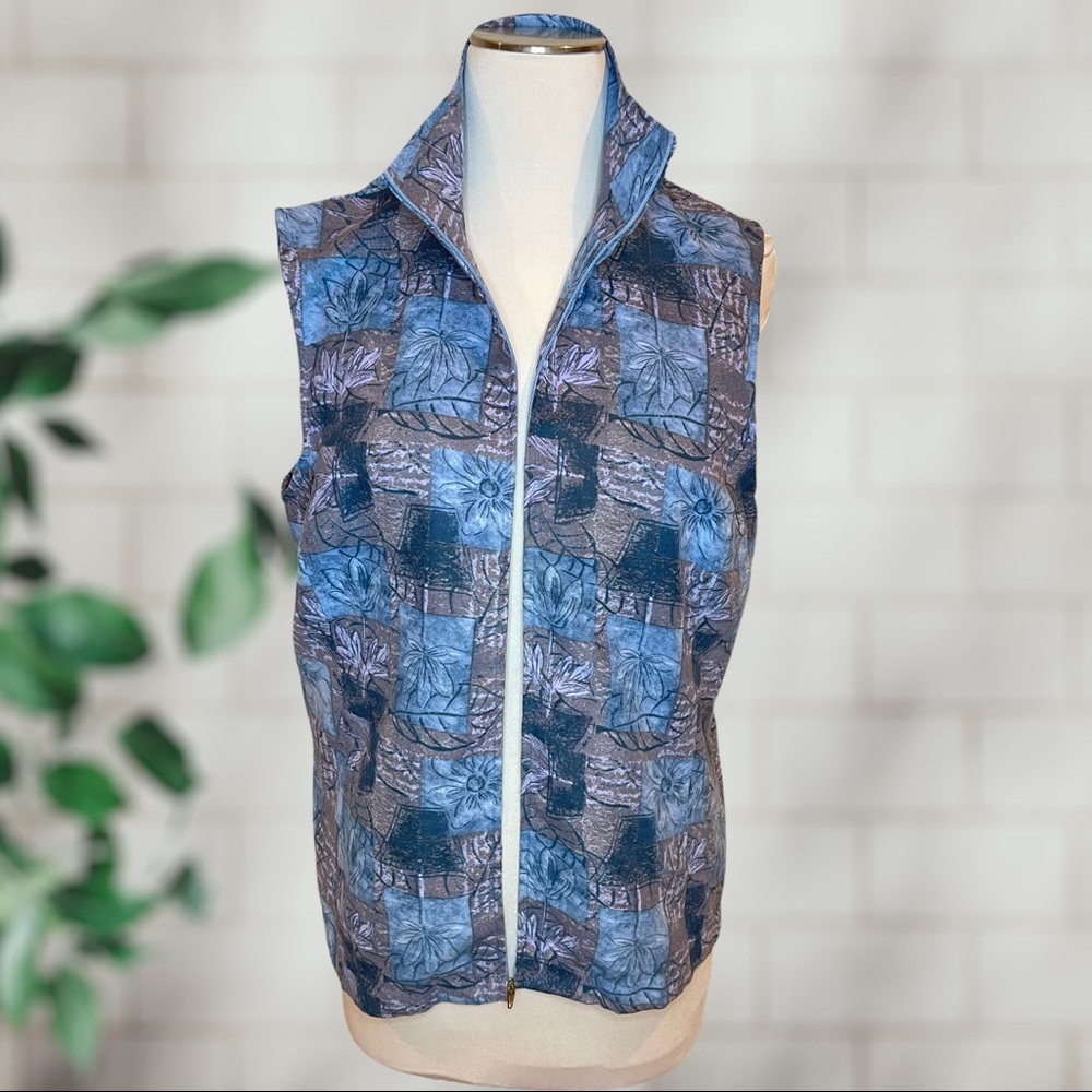 Vintage Y2K Blair Lightweight Mixed Pattern Print Floral Vest Oversized M